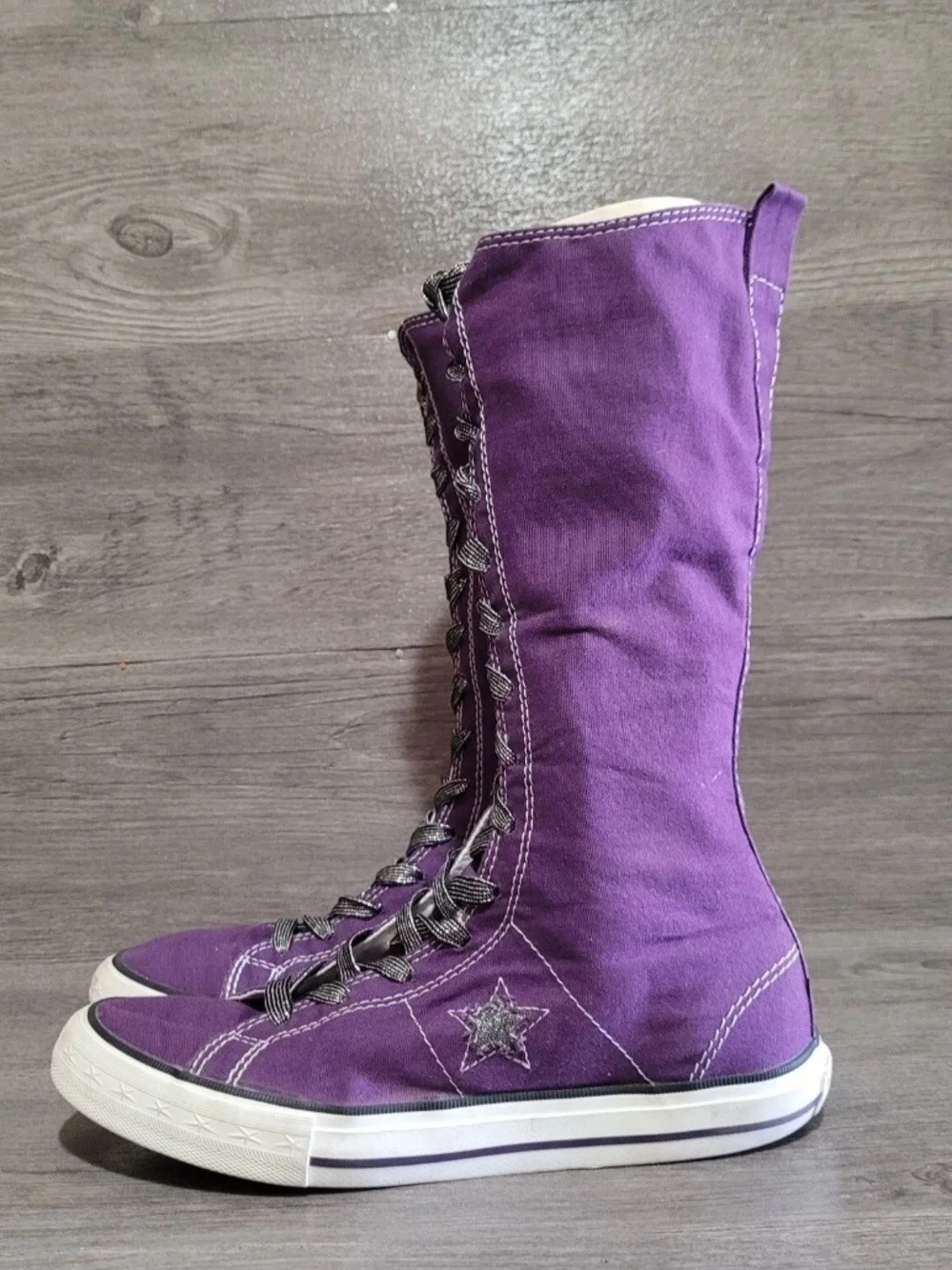 Converse One Star Calf High Youth Size 4y Purple Shoes Gs